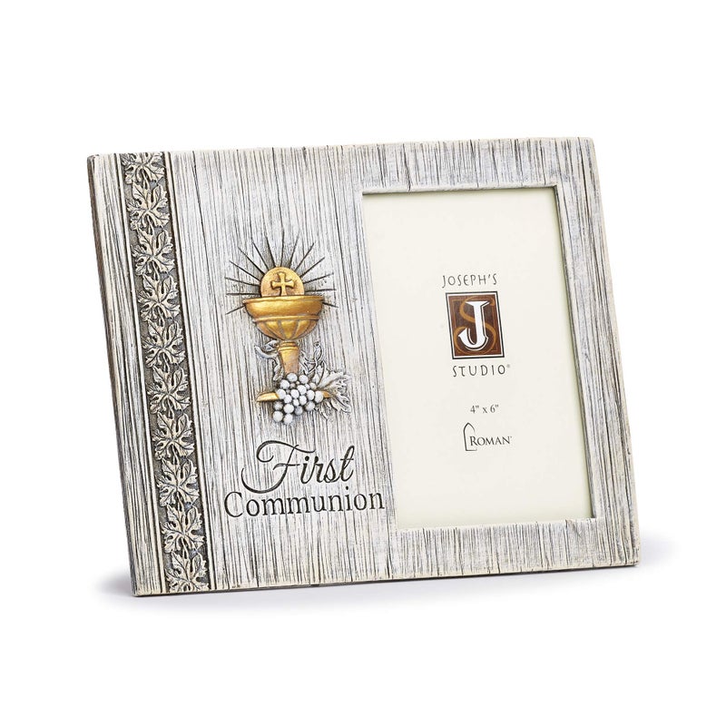 Joseph's Studio by Roman - First Communion Distressed Picture Frame for 4" x 6" Photo, Vertical Tabletop or Desk Display - 7.5" H, Resin and Stone, Decorative, Collection, Durable, Long Lasting - Image 2